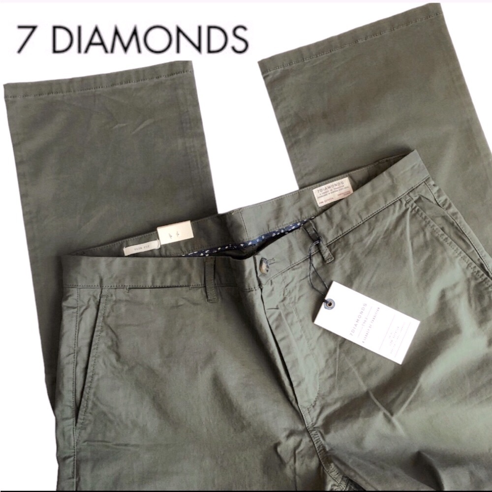 7 Diamonds Journey Olive Straight Leg  Chinos 36 x 32 - Picture 3 of 16